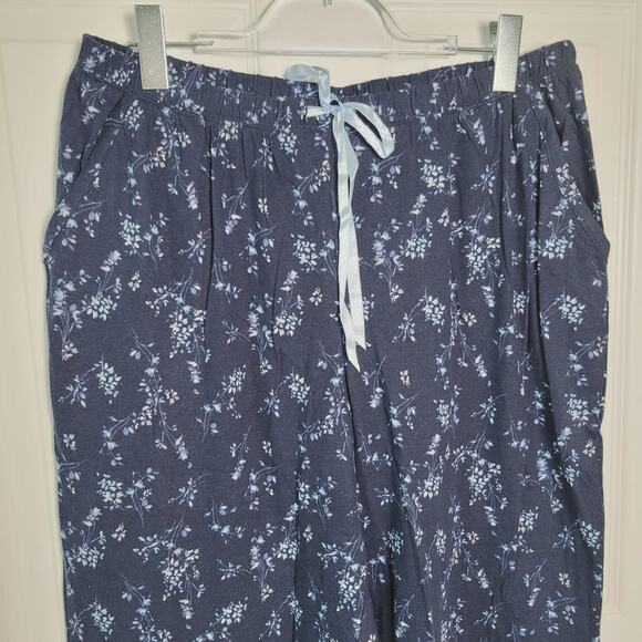 Croft & Barrow Pajama Set Womens Large Navy Blue Floral Extra Soft 2 Piece New - Picture 11 of 16